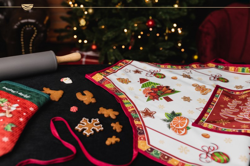 Fartuchy z motywem świątecznym, rękawice kuchenne na Boże Narodzenie | Porcelanowy zakątek